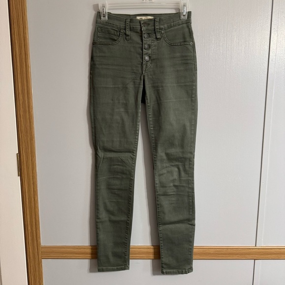 Madewell Jeans 9” High Rise Skinny in Olive Green Size 23 - Picture 1 of 9